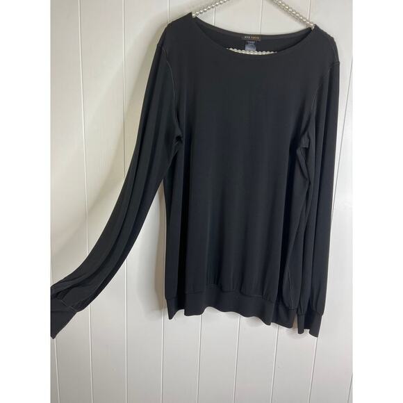 Eva Varro Black Elevated Sweatshirt Shape Blouse Size XL - Picture 7 of 7
